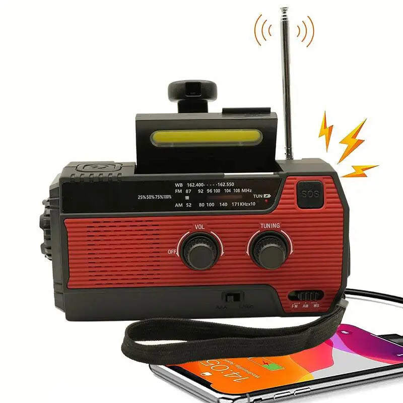 Portable Emergency Radio 4000Mah Solar Hand Crank Cell Phone Charger Radios AM/FM LED Flashlight Outdoor Indoor Light Night