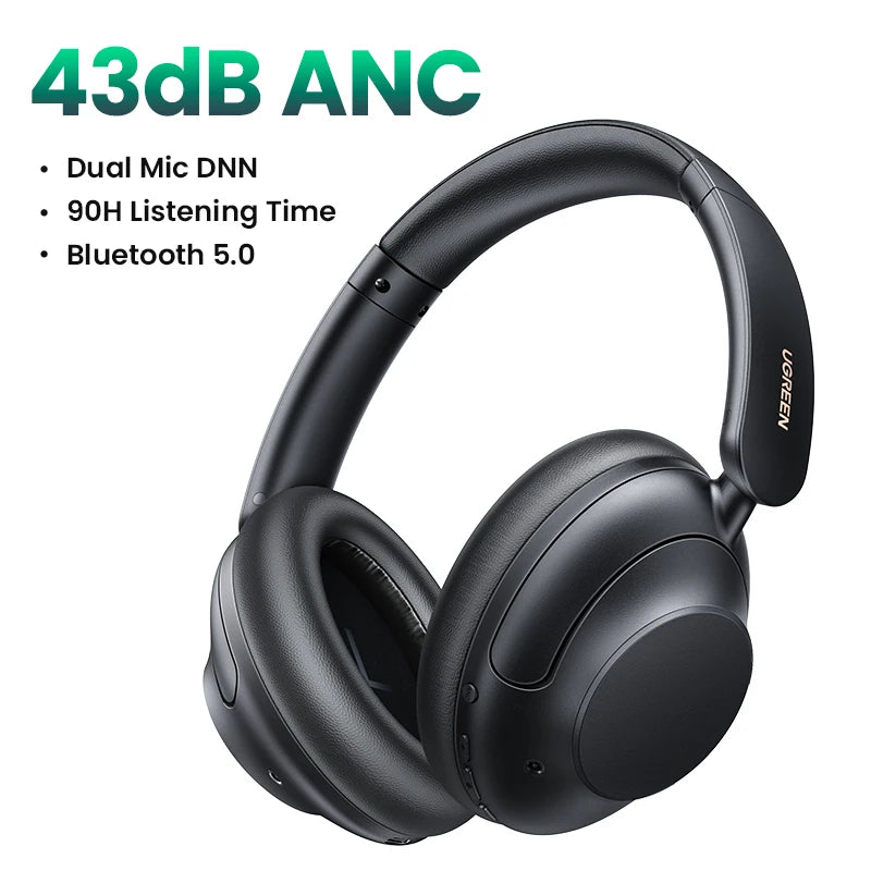 Hitune Max5 Hybrid Active Noise Cancelling Earphone Wireless over Ear Bluetooth Headphones 90H Playtime Hi-Res Audio LDAC