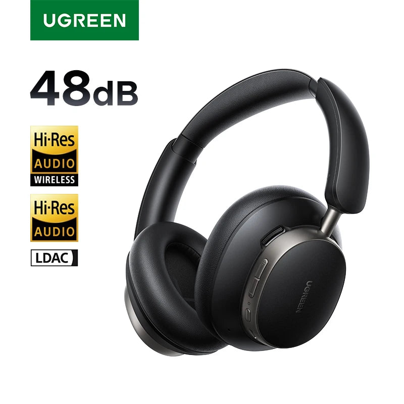 48Db ANC Wireless Headphones over Ear Bluetooth Earphones Active Noise Cancellation Hi-Res LDAC 120H Playtime